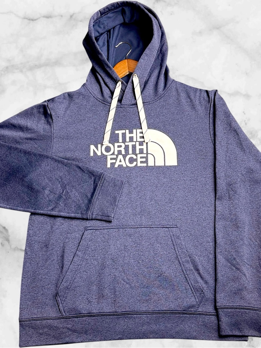 The North Face Hoodie Mens M NF0A2TGQ Blue Logo Pullover Fleece Sweatshirt